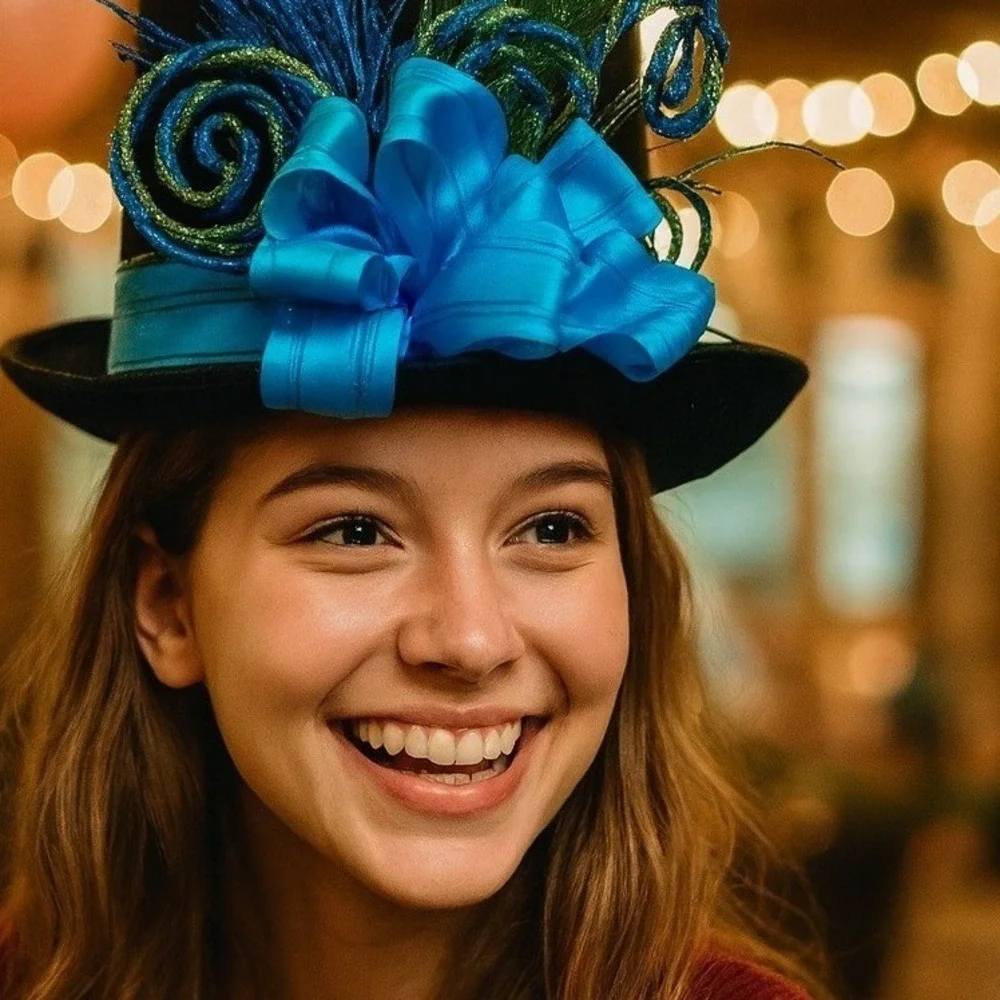 Whimsical Top Hat Blue Green Decorative Hat Party‎ Costume Unique